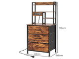 Levede Bedside Table with Charging Station 3 Drawer RGB Light Night Stand Brown NI1101-BR-AU