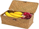 Handwoven Rattan Storage Box with Lid and Removable Dividers, 26 x 16 x 10 cm V1188-MS-731-123