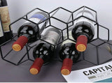 Small Freestanding Rack for Countertop - Honeycomb Metal Rack Stand for 9 Bottles, Black, V1237-ZY-203-0015
