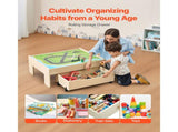 Train Table 100 PCS Wooden Kids Activity Table with Rolling Storage Drawer V952-CGKHCZ312513ALK2I001V0
