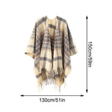 Women's Plaid Blanket Scarf Shawl Wrap Warm Cozy Winter Poncho Cape with Tassels Stylish Oversized V1369-AZ3-W-10919