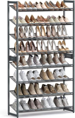 SONGMICS 8-Tier Shoe Rack Storage 32 pairs with Adjustable Shelves Gray V227-8498101000081