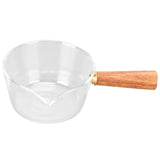 Glass Milk Pot with Wooden Handle V Shaped Spout Noodles Saucepan Home Kitchen Cookware V1294-YM0714-3118210298911