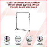 Closet Organizer Metal Garment Rack Portable Clothes Hanger Storage Shoes Rack Black V63-836111