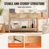 VEVOR Rattan Console Table with 3 Storage Drawers, Rattan Entryway Table with Natural Rattan Sliding V952-TBXGZ3CMSYGB1CXTKV0