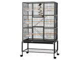 i.Pet 176cm 3-Tier Large Bird Cage Aviary with Ladder Parrot Budgie Wheels Black PET-BIRDCAGE-H176-BK