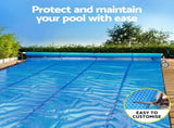 Aqua Buddy Pool Cover 600 Micron Solar Heat Blanket 8x4.2m w/ 5.55m Roller Blue PC-80X42-XL-DX-BL-ROLLER-BU