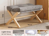 Light Grey Foldable Ottoman & Padded Footstool with Velcro Stability - Cotton Linen Portable Office V888-ELOSUNG494235