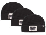 3x Goorin Sheep for Brains Beanie Hat Warm Winter Ski Animal Series - Black V563-107-0218-BLK-3X