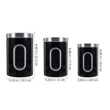 Black Stainless Steel Airtight Tea Canister Set for Household Use 3Pcs V1366-AZ2-W-18745