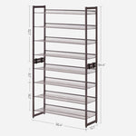 SONGMICS 8-Tier Shoe Rack Storage 32 pairs with Adjustable Shelves Bronze V227-8498402114140