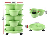 Green Fingers 5 Tier Vertical Garden Planter, Stackable Planters with Wheels, Light Green, Garden GARDEN-5T-LGR
