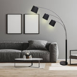 Sarantino 3-Light Arc Floor Lamp Adjustable Black 3 Shades LMP-MLM-738