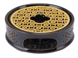 Teapot Warmer Tea Coffee Warmer Base Ceramic Heater with Spoon Lid and Candle Holder Brown V1294-YM0703-3118230130512