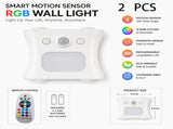 2 pcs White Motion Sensor Wall Light, Rechargeable Magnetic LED Ambient Wall Lamp with Remote V888-ELOSUNG53402