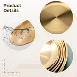 6PCS Stainless Steel Plates, 10" Golden Round Plate, Reusable Metal Dish for Camping Dining Salads V1369-AZ3-W-08965