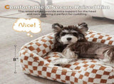 Dog Beds -Cute Cat Beds for Indoor Cats Calming Pet Beds, Rectangle Orthopedic Cuddle Puppy Bed with V1107-136-22944-BRN-M