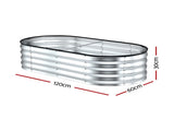 Green Fingers Raised Garden Bed Galvanised Oval Metal Planter Box Large Outdoor 120x60x30cm Silver GB-OVAL-1206030-SL