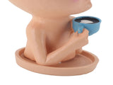 Resin Face Plant Pot Creative Cute Small Drinking Coffee Succulent Planters with Drainage Hole for V1294-YM0901-3115240016712