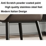 Light Grey Italian Minimal List Dining Chairs PU Retro Chair Cafe Kitchen Modern Metal Legs x2 V255-I-DICHAIR-L-GREY