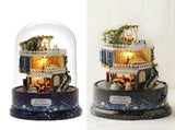 Creative DIY Dollhouse Dream House Miniature with Rotate Music Box Dust Cover LED Light V1294-YM0901-JY14759