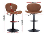 Artiss 4x Bar Stools Kitchen Swivel Gas Lift Counter Chair Shell Leather Brown BA-KJ-5681-BRX4