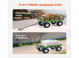 900 Lbs Steel Garden Cart on Wheels, Heavy Duty Pullable Garden Wagon Yard Cart, Outdoor Metal V952-ZXHYTCLS900BG0TN3V0