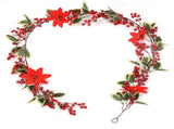 6.5 FT Christmas Holly Berry Garland Winter Artificial Greenery Garland with Red Berries and Holly V1294-YM0523-10321385