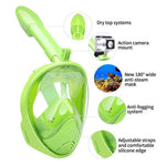 Green Full Face Snorkel Mask Swimming Breath Dry Diving Goggle Scuba Glass Anti-Fog AU XS V201-W12783353