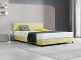 Linen Fabric Queen Bed Deluxe Headboard Bedhead - Sulfur Yellow V63-839561