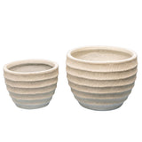 Set 2 Nested Ribbed Textured Planters 28cm, 21cm V637-91240PLN