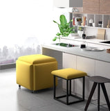 Stool, 5 in 1 Nesting Ottoman Stool with Swivel Casters Stackable Cube Square Sofa Vanity Movable V1107-CS-QFLCCE20