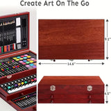 Black 175-Piece Deluxe Art Set with 2 Drawing Boards, Wax Crayons, Acrylic Paints, Colored Pencils, V1106-MSHB175003