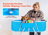 Portable Dog Bathtub, Elevated & Foldable Space-saving Pet Shower Station with Quick Drainage, V952-GJRQCWYGQLSKDSN88V0