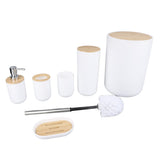6PCS Bathroom Accessories Set PP Trash Can Soap Dispenser Soap Dish Toothbrush Holder Cup Toilet V1294-YM0901-3112240060811