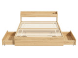 Artiss Single Bed Frame with 2 Storage Drawers Platform Bed Base with USB Ports Sturdy Wooden Slat WBED-F-AURA-S-WD-AB