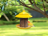 Metal Mesh Tube Feeder with Rainproof Canopy & Seed Tray, Squirrel Resistant Outdoor Hanging V1192-AZ-W-26419