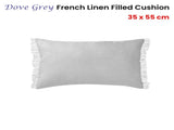 Vintage Design Homewares Dove Grey French Linen Filled Cushion Oblong - 35cm x 55cm V442-HIN-CUSHION-FRENCHLINEN-DOVEGREY-RE
