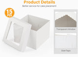 15pcs Cake Boxes, 10x10x8 Inches Tall Cake Box with Window, White Bakery Boxes, Large Baking Boxes, V1258-DP02-WO-1037