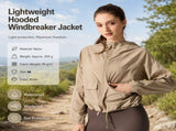 Khaki M Size Women's Lightweight Hooded Windbreaker Jacket - Nylon, Waterproof, Windproof, Sun V888-ELOSUNG53785