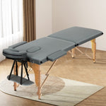 Zenses Massage Table 56cm Portable 2 Fold Wooden Beauty Bed Grey MT-WOOD-2FOLD-GREY-56