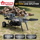 Yukon 12 Tonne Electric Hydraulic Log Splitter Heavy-Duty Firewood Splitter LOG-ELE-12V