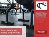 Steel Parallette Bars for Push Ups, Dips & Calisthenics Home Strength Training V63-822491