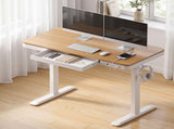 Artiss Motorised Standing Desk with Storage Drawer 120cm Wood White HASD-B-S08-WHPW