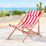 Gardeon Outdoor Deck Chair Wooden Sun Lounge Folding Beach Patio Furniture Red WOOD-B-BC-6021T-RW