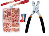 GT250pcs Copper Tube Terminals, Connecting Tubes, Wiring Terminals, Pliers Set V1107-145-69449