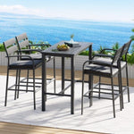 Gardeon Outdoor Bar Set 5-Piece Patio Dining Chairs Aluminium Table Stools ODF-BARSET-BK-5SET-AB