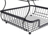 2 Tier Fruit Basket for Kitchen Counter Countertop Metal Bread Basket with Wooden Handle for V1294-YM0901-3118250201611