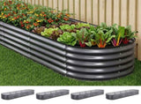 Green Fingers 4 Pcs Raised Garden Bed Kit Oval Galvanized Steel Planter Boxes 320x80x42cm, Heavy GARDEN-OVAL-3208042X4