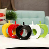 White Ceramic Apple Decoration Modern Apple Statue Home Bookshelf Accent V1263-JX-5673